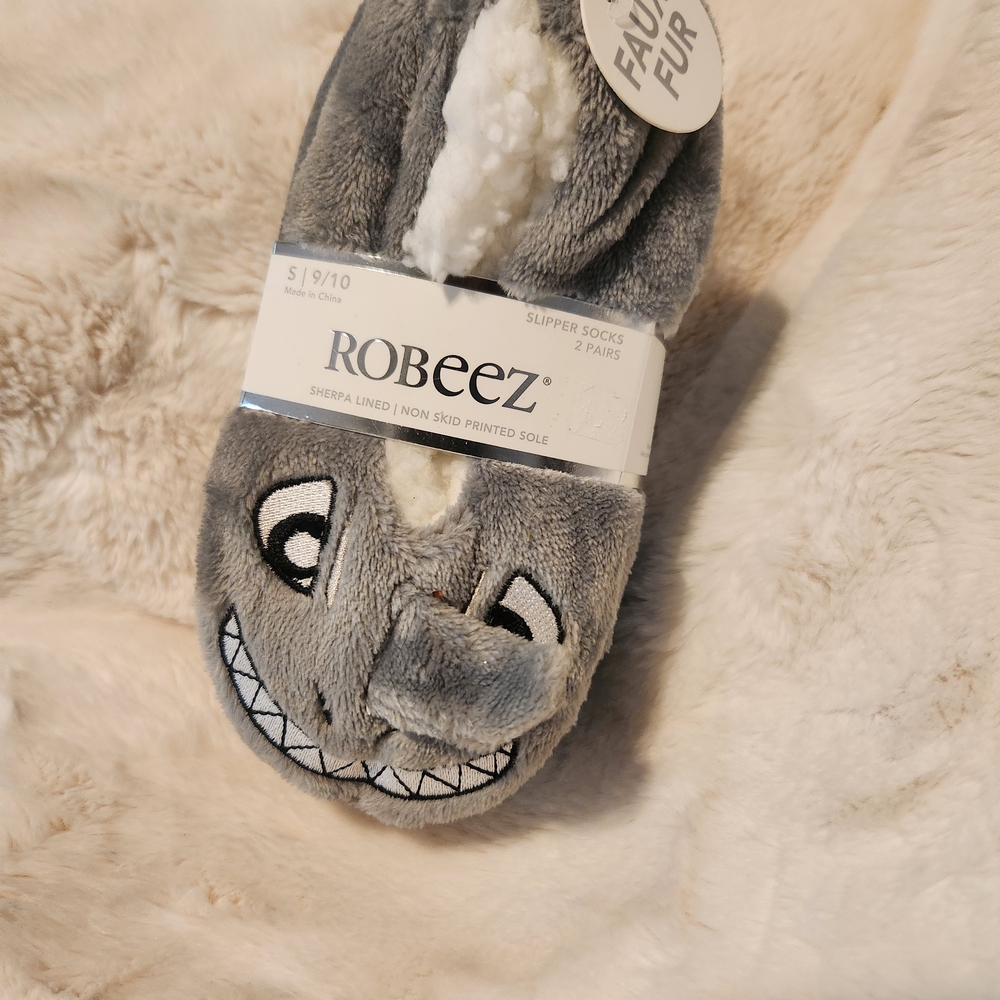 Robeez Gray Shark Slipper Socks